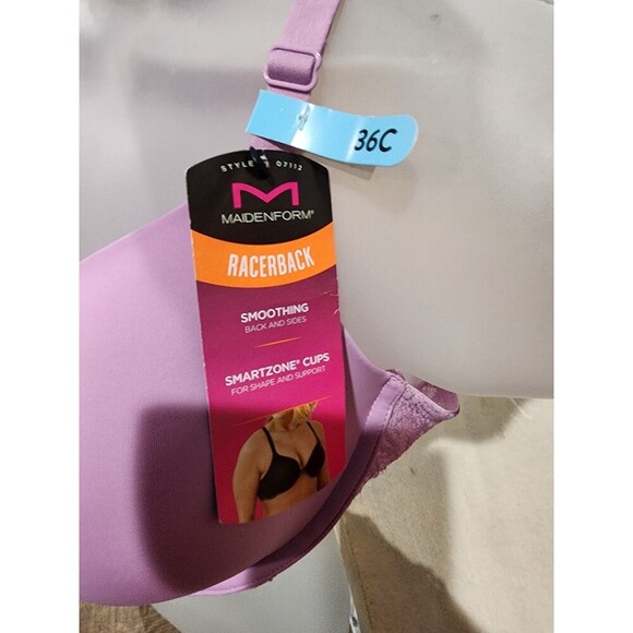 NWT Maidenform One Fabulous Fit Full Coverage Lace Racerback Bra 07112 Size 36C - Picture 2 of 8
